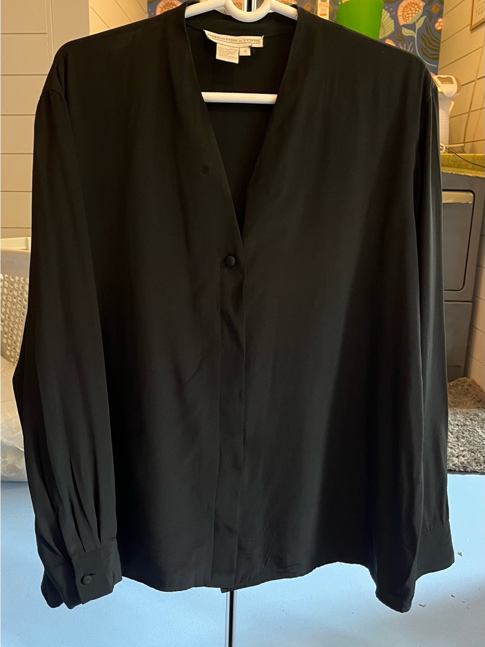 Vintage Preston & York Black Silk Blouse